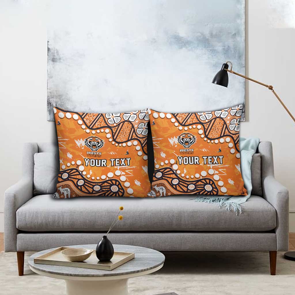 Personalized Wests Tigers Pillow Cover Aboriginal Pattern with Graffiti Style Design