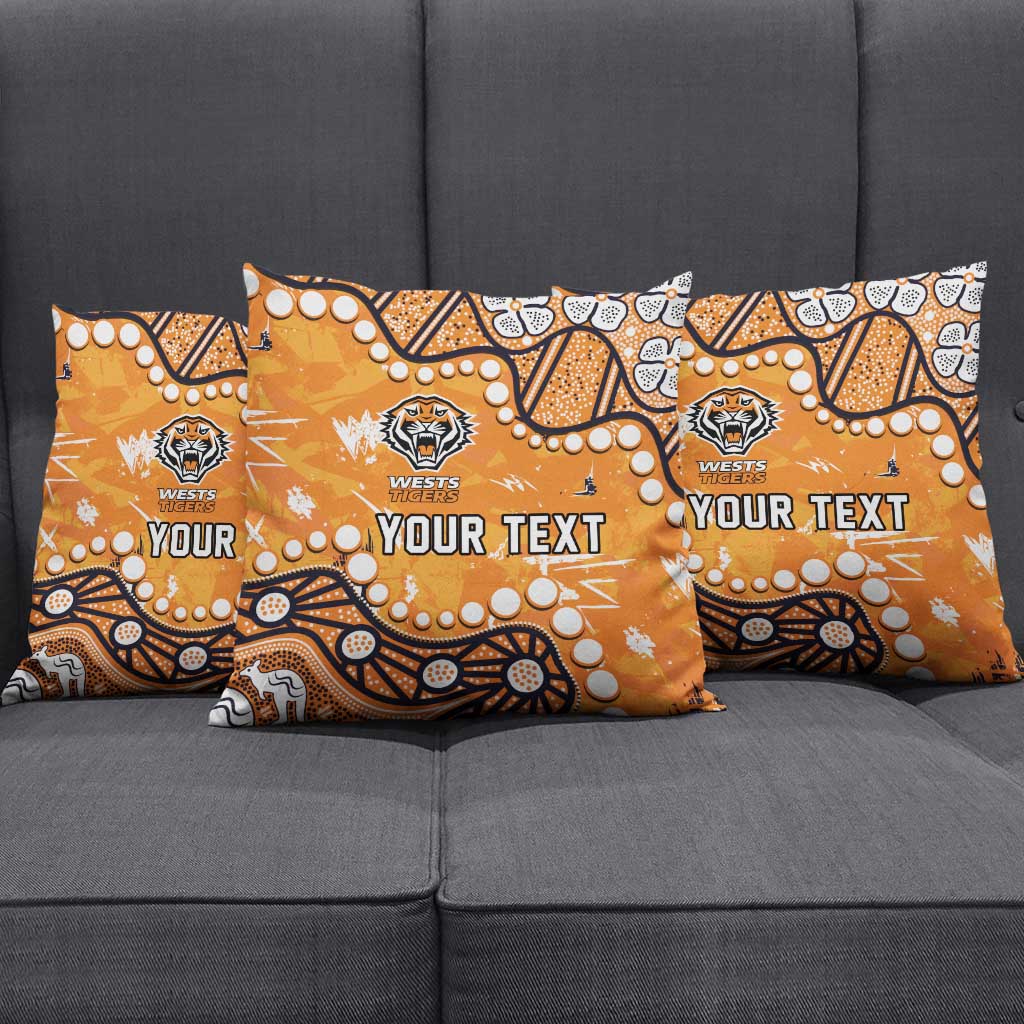 Personalized Wests Tigers Pillow Cover Aboriginal Pattern with Graffiti Style Design