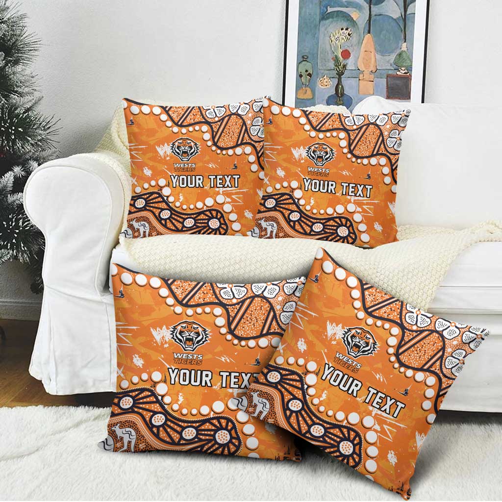 Personalized Wests Tigers Pillow Cover Aboriginal Pattern with Graffiti Style Design