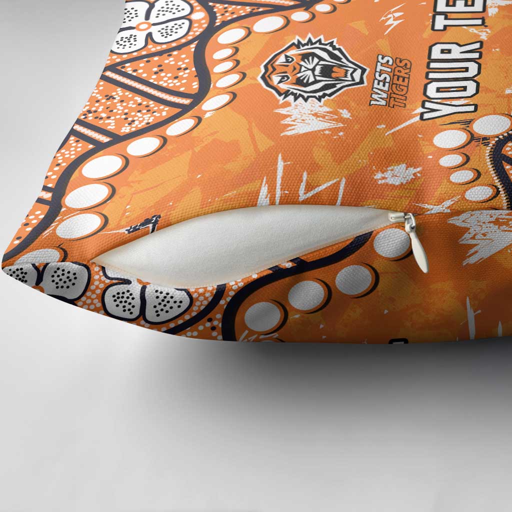 Personalized Wests Tigers Pillow Cover Aboriginal Pattern with Graffiti Style Design