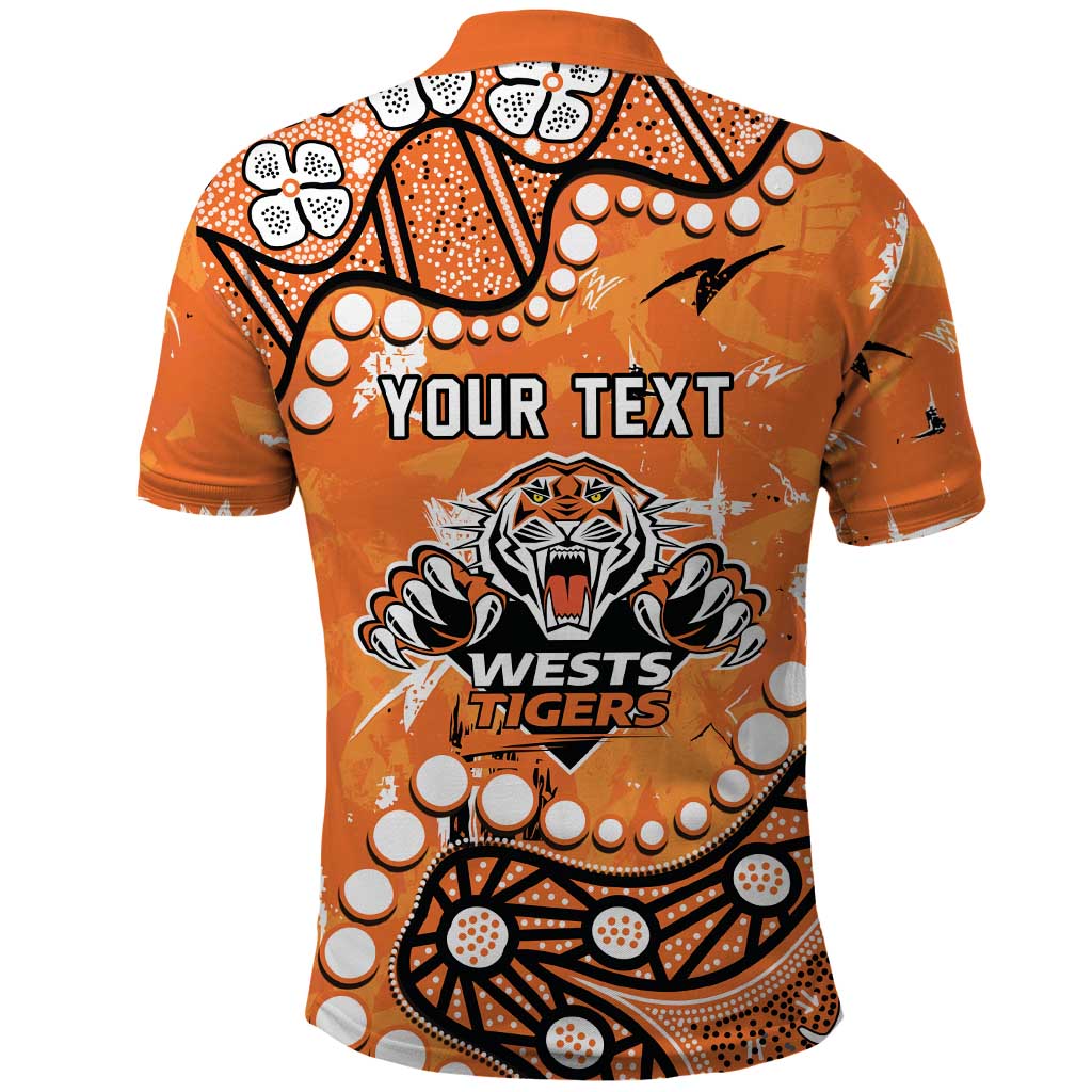 Personalized Wests Tigers Polo Shirt Aboriginal Pattern with Graffiti Style Design