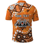 Personalized Wests Tigers Polo Shirt Aboriginal Pattern with Graffiti Style Design