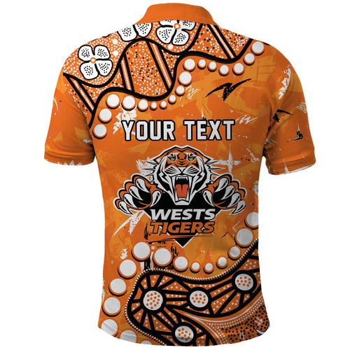 Personalized Wests Tigers Polo Shirt Aboriginal Pattern with Graffiti Style Design