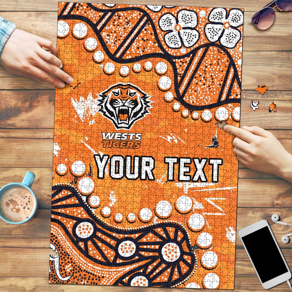 Personalized Wests Tigers Puzzle Aboriginal Pattern with Graffiti Style Design