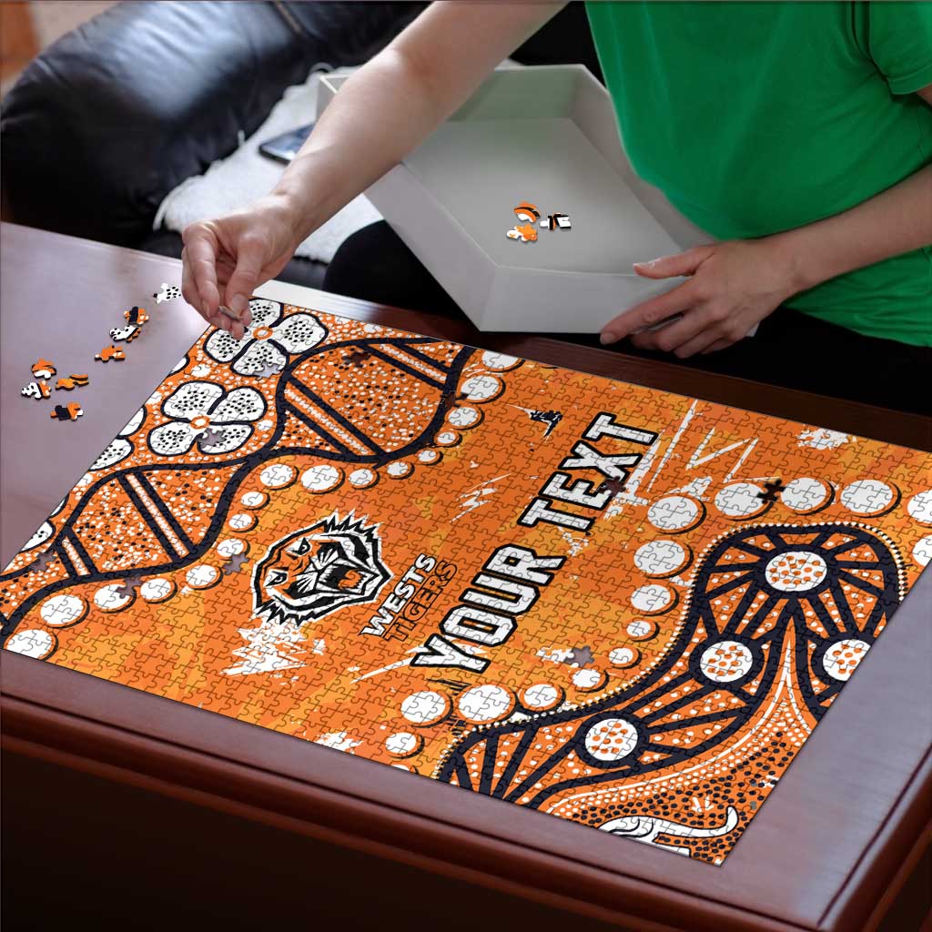 Personalized Wests Tigers Puzzle Aboriginal Pattern with Graffiti Style Design