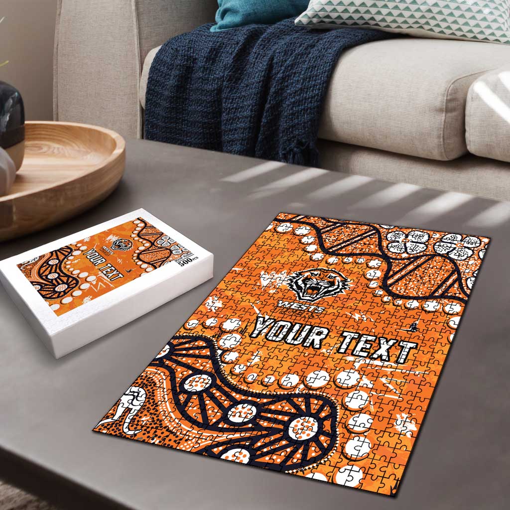 Personalized Wests Tigers Puzzle Aboriginal Pattern with Graffiti Style Design