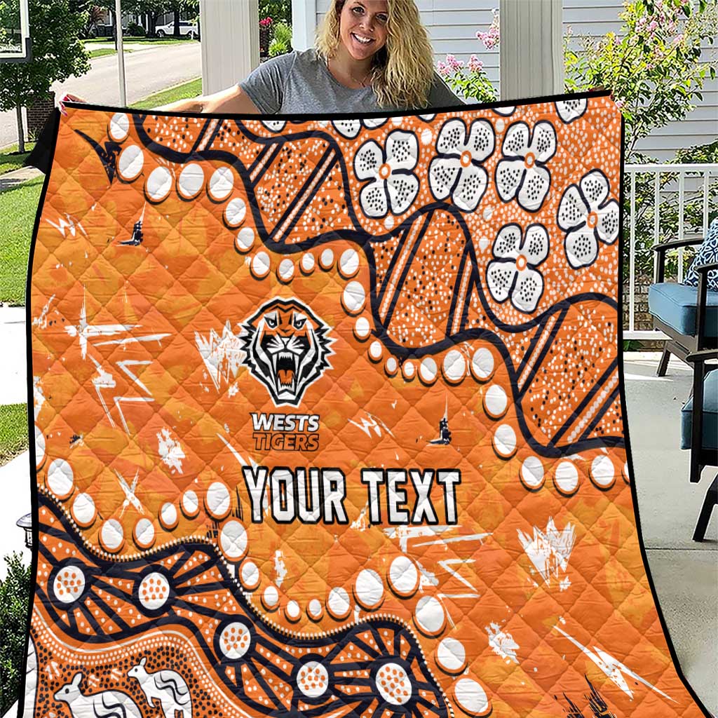 Personalized Wests Tigers Quilt Aboriginal Pattern with Graffiti Style Design