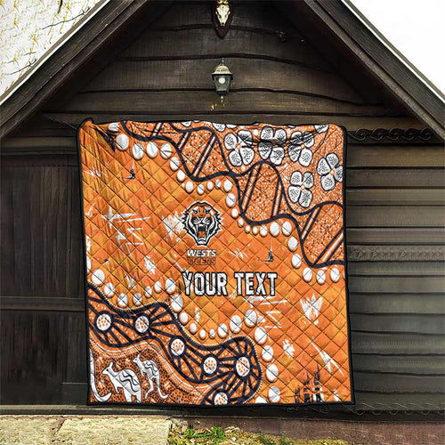 Personalized Wests Tigers Quilt Aboriginal Pattern with Graffiti Style Design