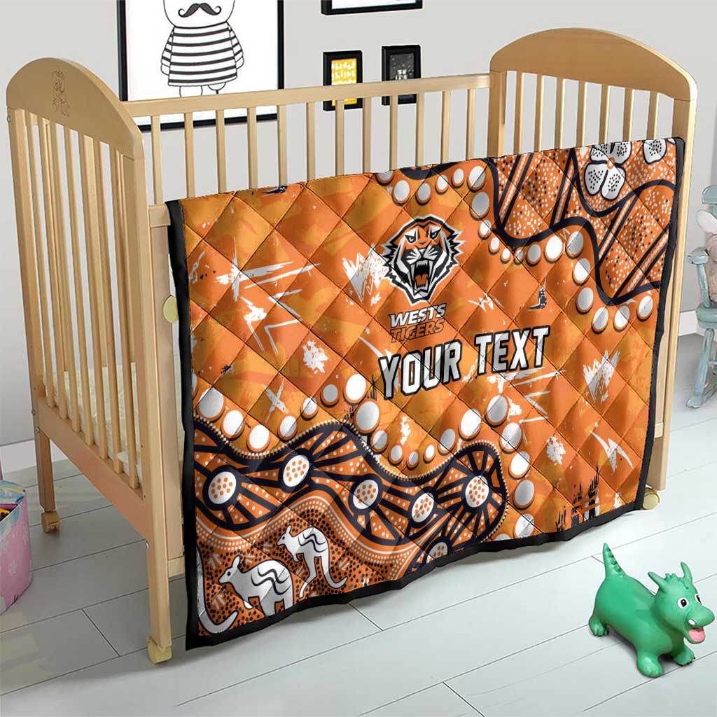 Personalized Wests Tigers Quilt Aboriginal Pattern with Graffiti Style Design