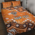 Personalized Wests Tigers Quilt Bed Set Aboriginal Pattern with Graffiti Style Design
