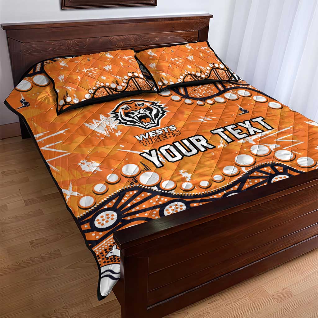 Personalized Wests Tigers Quilt Bed Set Aboriginal Pattern with Graffiti Style Design