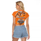 Personalized Wests Tigers Raglan Cropped T Shirt Aboriginal Pattern with Graffiti Style Design