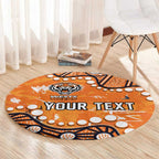 Personalized Wests Tigers Round Carpet Aboriginal Pattern with Graffiti Style Design