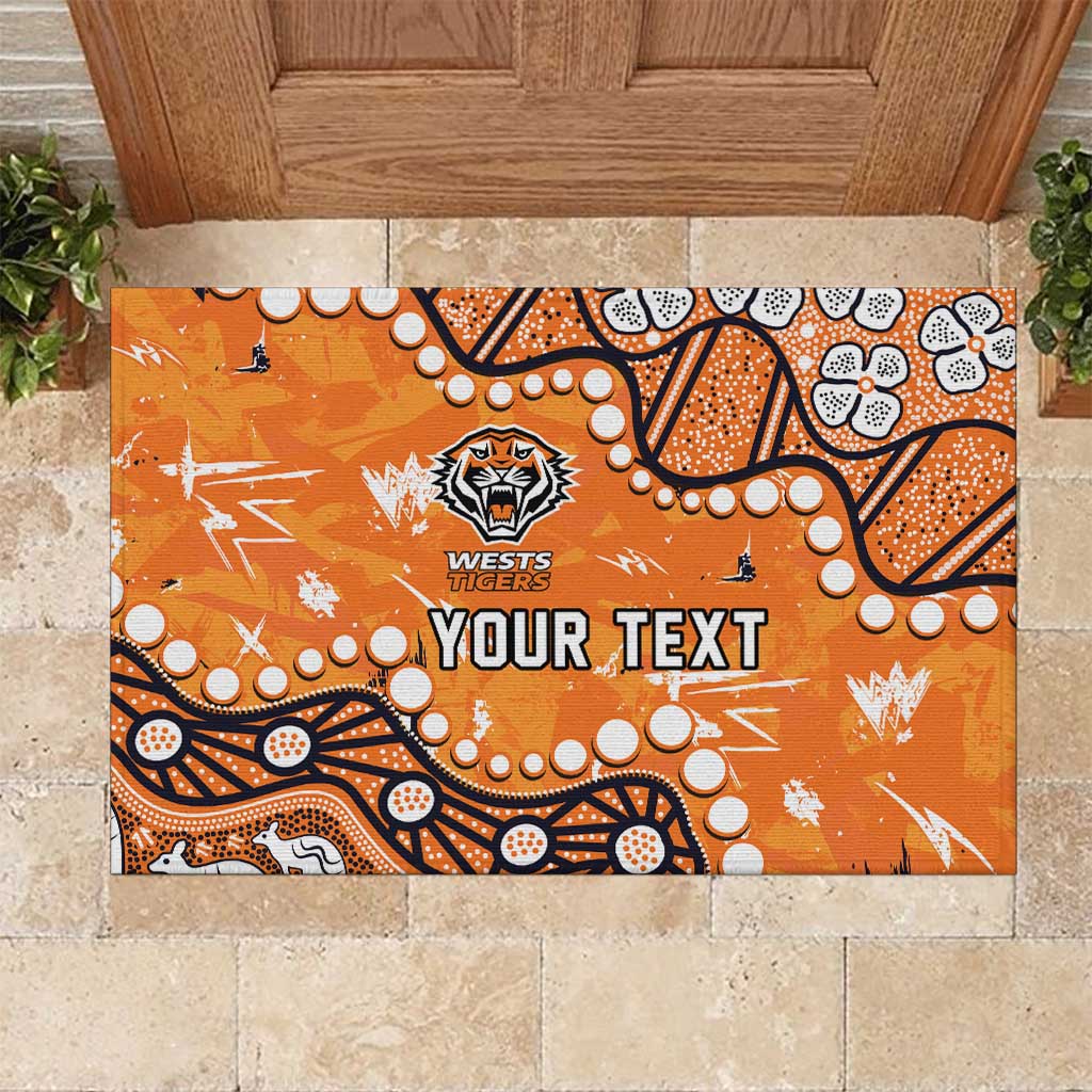 Personalized Wests Tigers Rubber Doormat Aboriginal Pattern with Graffiti Style Design