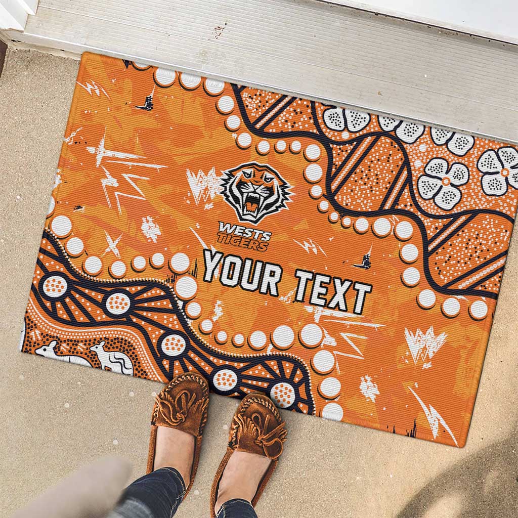 Personalized Wests Tigers Rubber Doormat Aboriginal Pattern with Graffiti Style Design