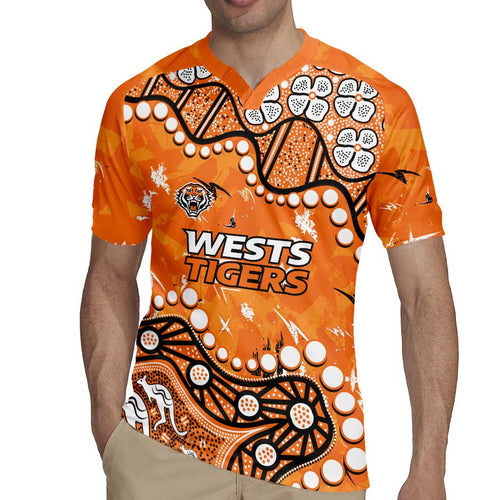 Personalized Wests Tigers Rugby Jersey Aboriginal Pattern with Graffiti Style Design