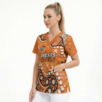 Personalized Wests Tigers Scrub Top Aboriginal Pattern with Graffiti Style Design