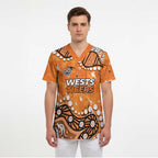 Personalized Wests Tigers Scrub Top Aboriginal Pattern with Graffiti Style Design
