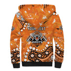 Personalized Wests Tigers Sherpa Hoodie Aboriginal Pattern with Graffiti Style Design