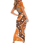 Personalized Wests Tigers Short Sleeve Bodycon Dress Aboriginal Pattern with Graffiti Style Design