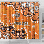 Personalized Wests Tigers Shower Curtain Aboriginal Pattern with Graffiti Style Design