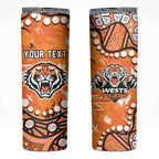 Personalized Wests Tigers Skinny Tumbler Aboriginal Pattern with Graffiti Style Design