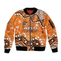 Personalized Wests Tigers Sleeve Zip Bomber Jacket Aboriginal Pattern with Graffiti Style Design