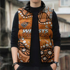 Personalized Wests Tigers Sleeveless Puffer Jacket Aboriginal Pattern with Graffiti Style Design