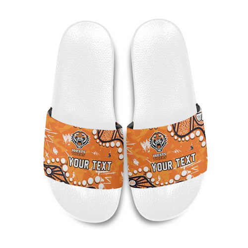 Personalized Wests Tigers Slide Sandals Aboriginal Pattern with Graffiti Style Design