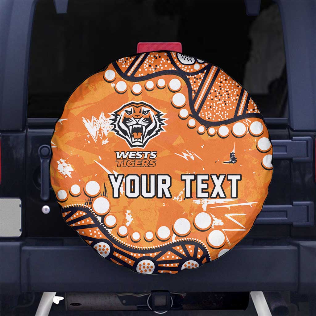 Personalized Wests Tigers Spare Tire Cover Aboriginal Pattern with Graffiti Style Design