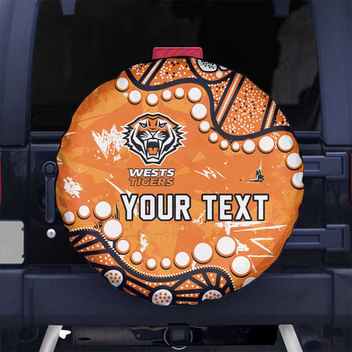 Personalized Wests Tigers Spare Tire Cover Aboriginal Pattern with Graffiti Style Design