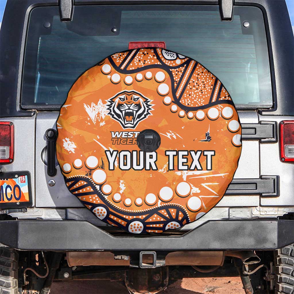 Personalized Wests Tigers Spare Tire Cover Aboriginal Pattern with Graffiti Style Design