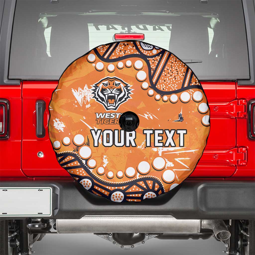 Personalized Wests Tigers Spare Tire Cover Aboriginal Pattern with Graffiti Style Design