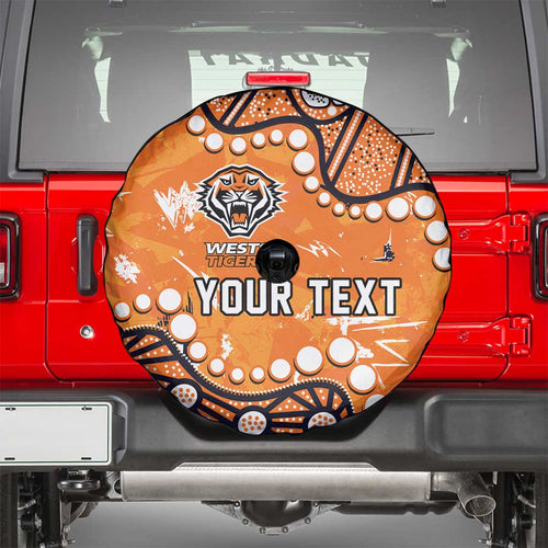 Personalized Wests Tigers Spare Tire Cover Aboriginal Pattern with Graffiti Style Design