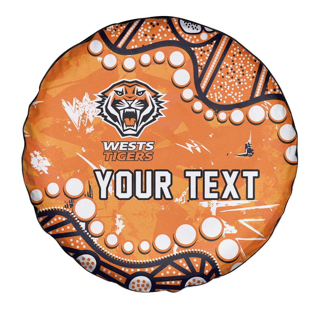 Personalized Wests Tigers Spare Tire Cover Aboriginal Pattern with Graffiti Style Design