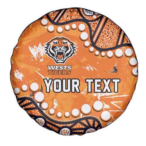 Personalized Wests Tigers Spare Tire Cover Aboriginal Pattern with Graffiti Style Design