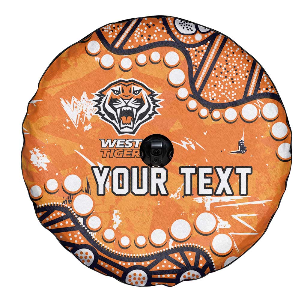 Personalized Wests Tigers Spare Tire Cover Aboriginal Pattern with Graffiti Style Design