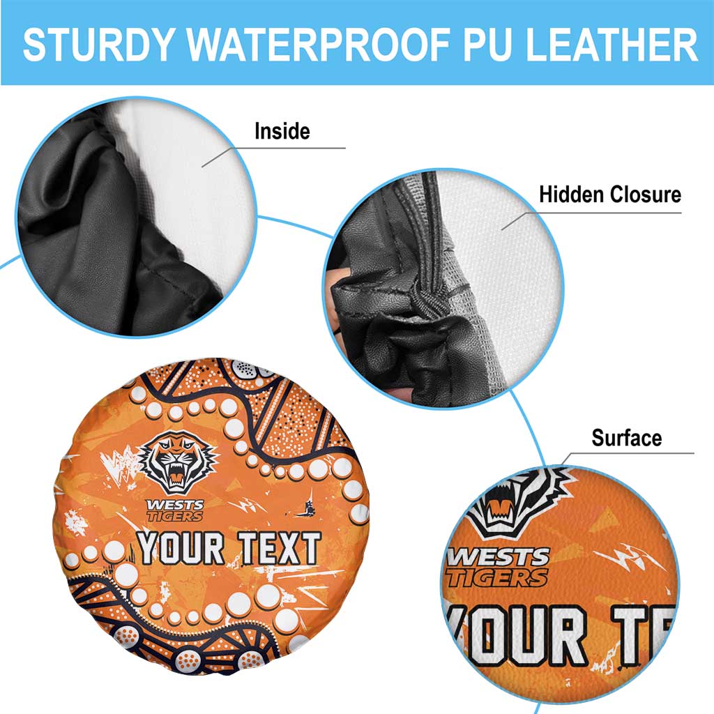 Personalized Wests Tigers Spare Tire Cover Aboriginal Pattern with Graffiti Style Design