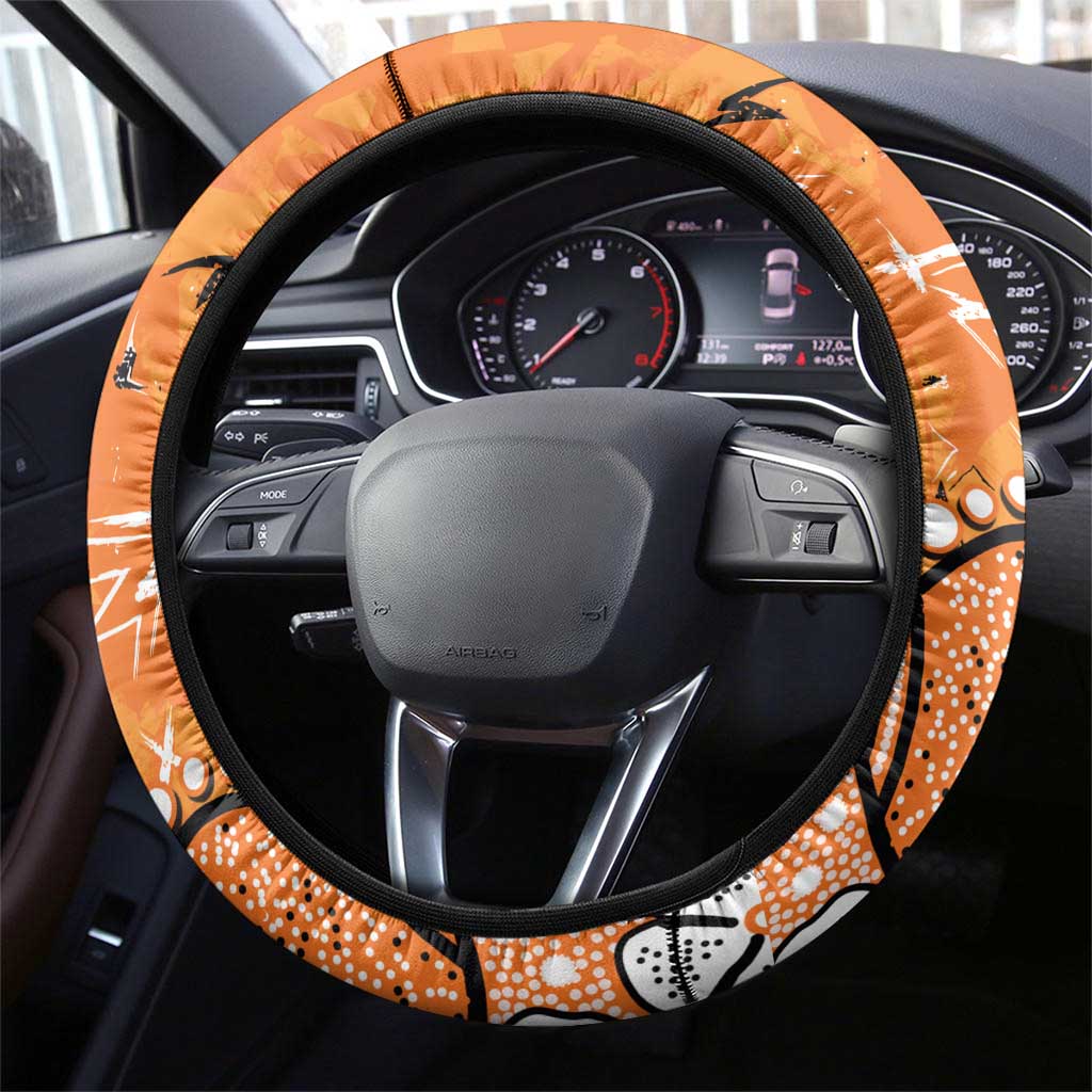 Wests Tigers Steering Wheel Cover Aboriginal Pattern with Graffiti Style Design
