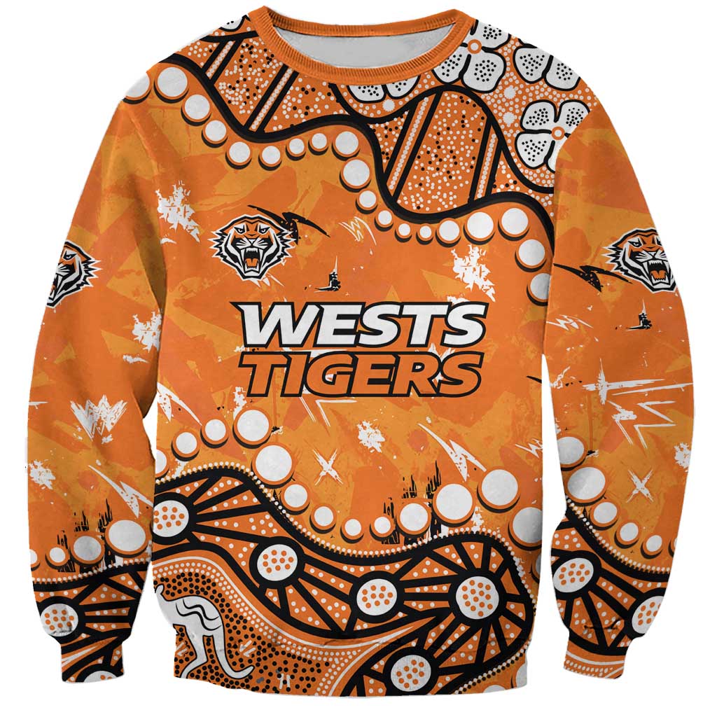 Personalized Wests Tigers Sweatshirt Aboriginal Pattern with Graffiti Style Design