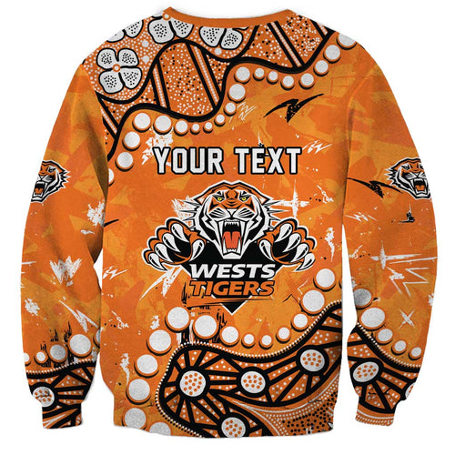 Personalized Wests Tigers Sweatshirt Aboriginal Pattern with Graffiti Style Design
