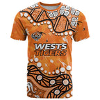 Personalized Wests Tigers T Shirt Aboriginal Pattern with Graffiti Style Design