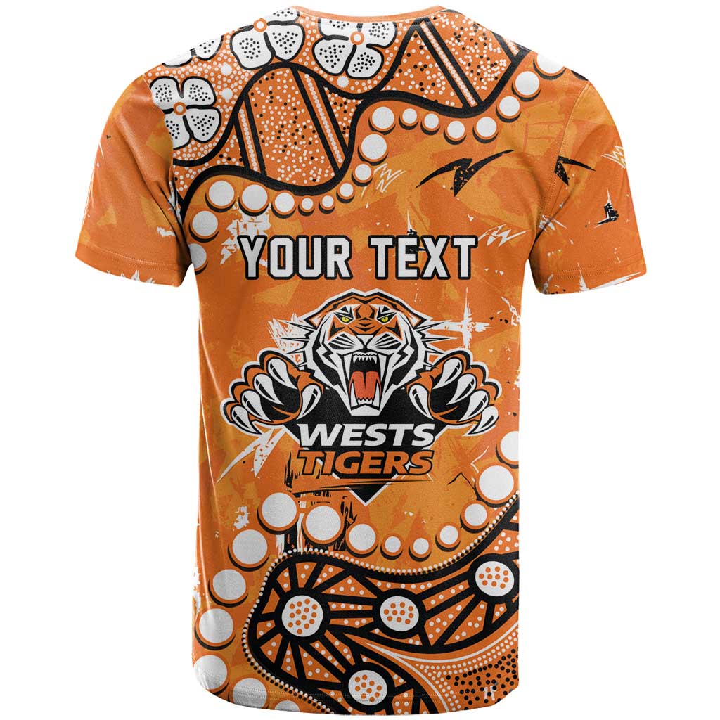 Personalized Wests Tigers T Shirt Aboriginal Pattern with Graffiti Style Design