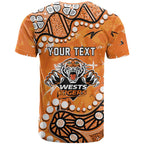 Personalized Wests Tigers T Shirt Aboriginal Pattern with Graffiti Style Design