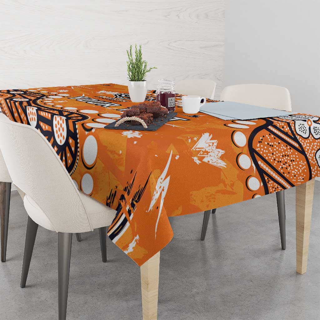 Personalized Wests Tigers Tablecloth Aboriginal Pattern with Graffiti Style Design