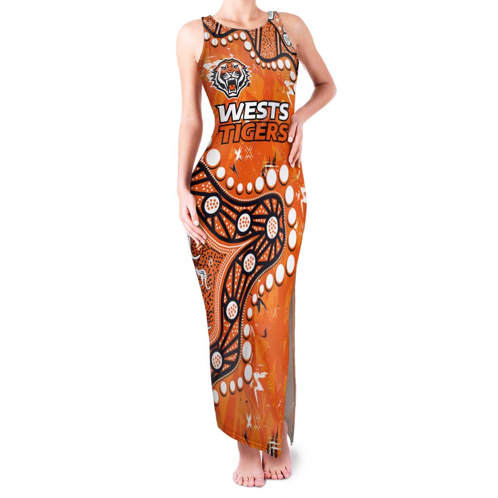 Personalized Wests Tigers Tank Maxi Dress Aboriginal Pattern with Graffiti Style Design