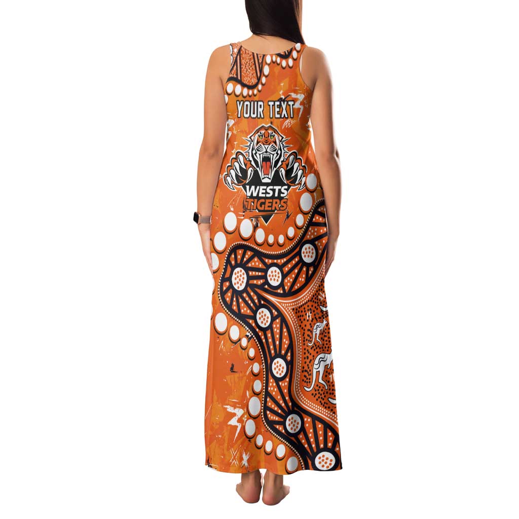 Personalized Wests Tigers Tank Maxi Dress Aboriginal Pattern with Graffiti Style Design