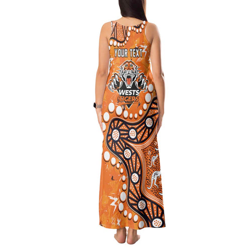 Personalized Wests Tigers Tank Maxi Dress Aboriginal Pattern with Graffiti Style Design