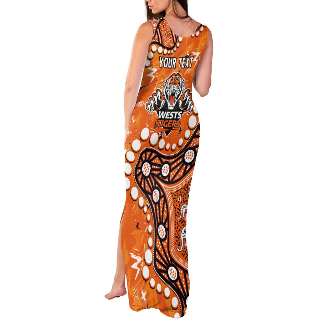 Personalized Wests Tigers Tank Maxi Dress Aboriginal Pattern with Graffiti Style Design