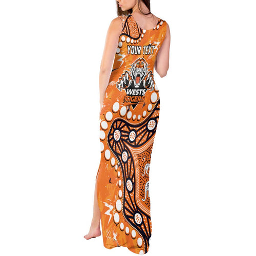 Personalized Wests Tigers Tank Maxi Dress Aboriginal Pattern with Graffiti Style Design